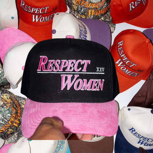 Black and Hot Pink Suede Brim Snapback - The RW Brand