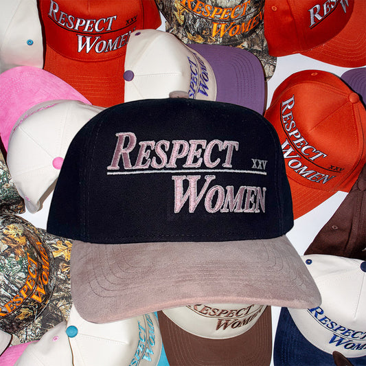 Black and Light Pink Suede Brim Snapback - The RW Brand