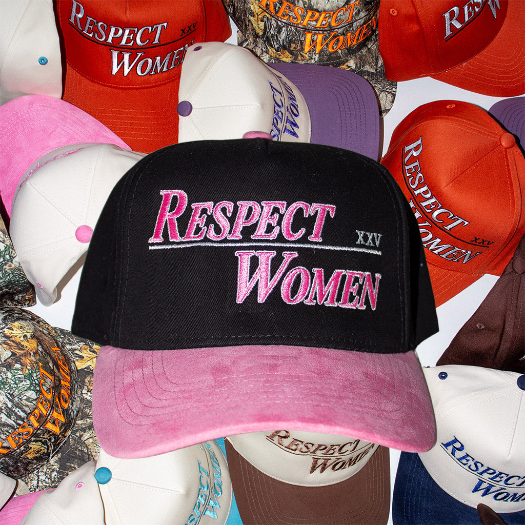 Black and Hot Pink Suede Brim Snapback - The RW Brand
