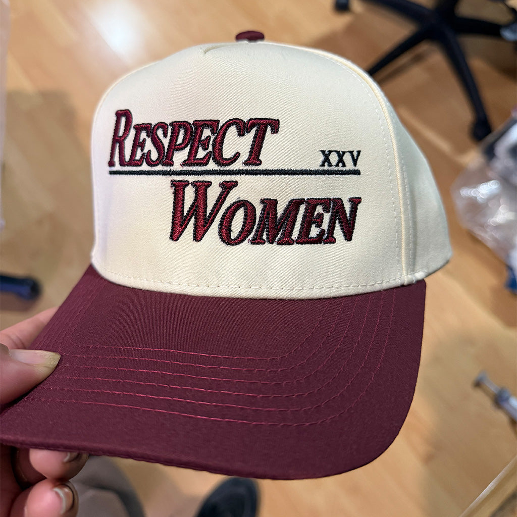 Cream and Burgundy Snapback Hat - The RW Brand