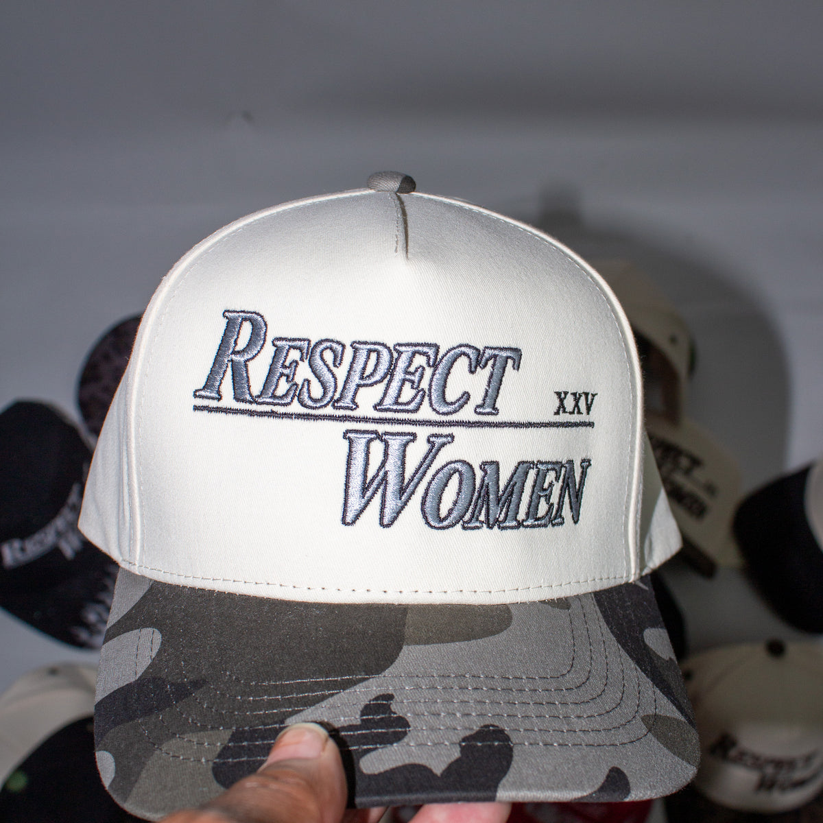 Cream and Grey Camo Snapback