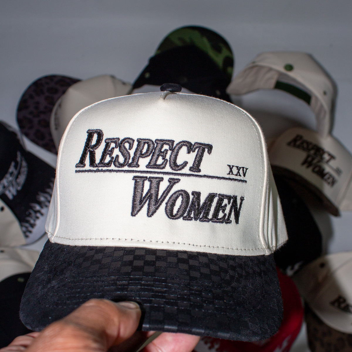 Cream and Checker board Snapback Hat